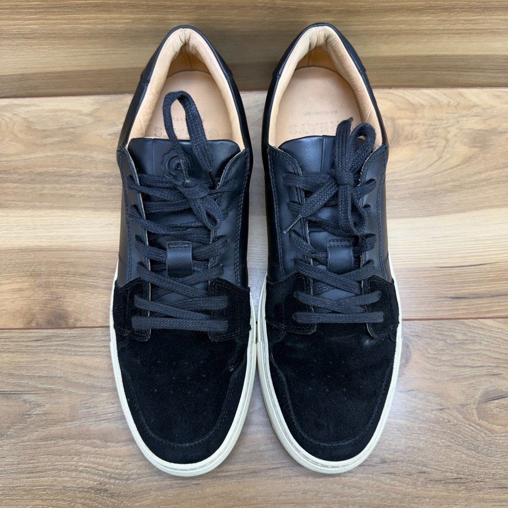 Greats Brooklyn Sneakers Mens 11 Black Suede and Leather Low Top Modern Casual